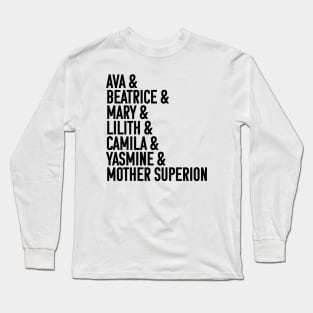 Character names (v3 black text) - Warrior Nun Long Sleeve T-Shirt